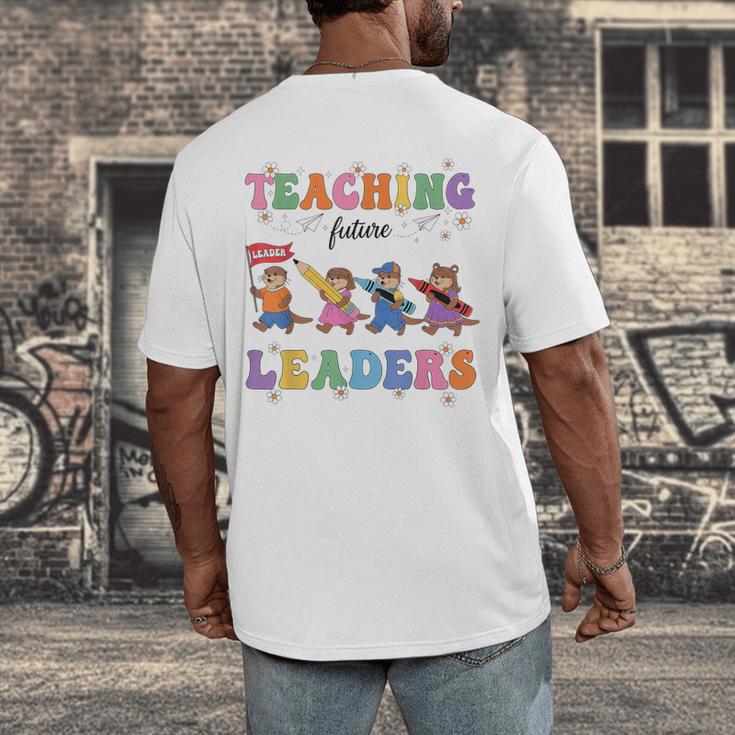 Teaching Future Leaders Otter Back To School Teacher Men's Back Print T-Shirt, funny design