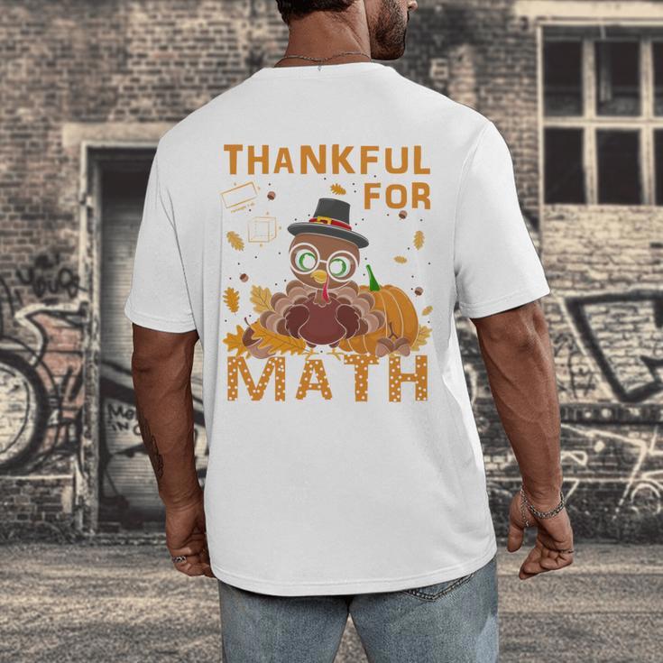 Thankful Math Turkey Teacher Happy Thanksgiving Men's Back Print T-Shirt, funny design