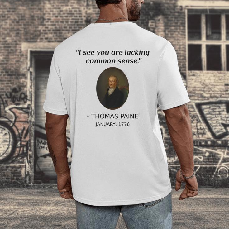 Thomas Paine Common Sense USA History Teacher Student Men's Back Print T-Shirt, funny design Thomas Paine Common Sense USA History Teacher Student Men's Back Print T-Shirt, funny design