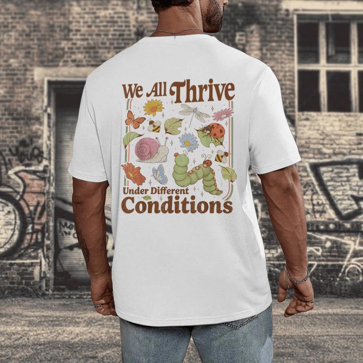 We All Thrive Under Different Conditions SPED Teacher Men's Back Print T-Shirt, funny design We All Thrive Under Different Conditions SPED Teacher Men's Back Print T-Shirt, funny design