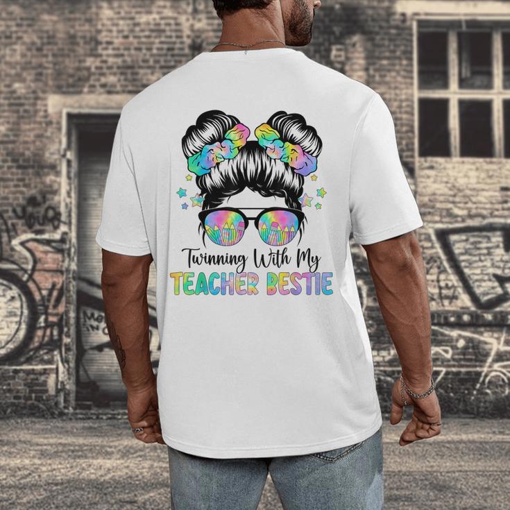 Twin Day Friends Teacher Twinning With My Bestie Men's Back Print T-Shirt, funny design Twin Day Friends Teacher Twinning With My Bestie Men's Back Print T-Shirt, funny design