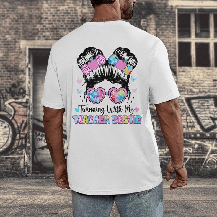 Twinning With My Teacher Bestie Twin Day Friends Teacher Men's Back Print T-Shirt, funny design