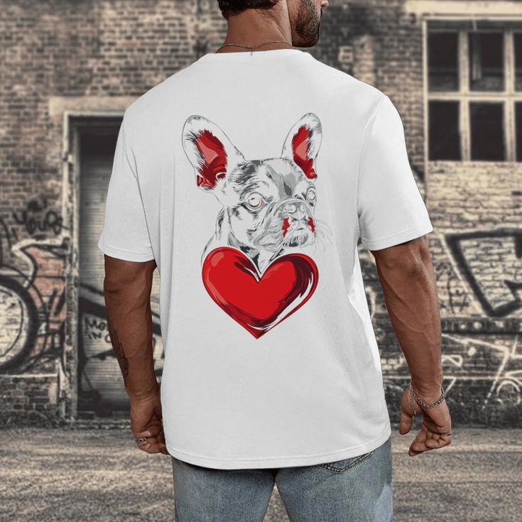 Valentine's Day Boston Terrier Dog Vector Men's Back Print T-Shirt, funny design