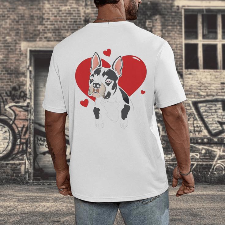 Valentine's Day Boston Terrier Heart Men's Back Print T-Shirt, funny design