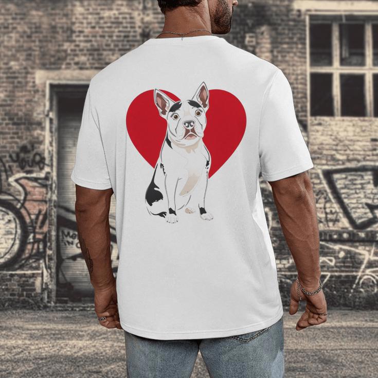 Valentine's Day Boston Terrier Lover Men's Back Print T-Shirt, funny design