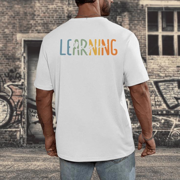 Vintage Play Is Learning Back To School Toddler Teacher Men's Back Print T-Shirt, funny design Vintage Play Is Learning Back To School Toddler Teacher Men's Back Print T-Shirt, funny design