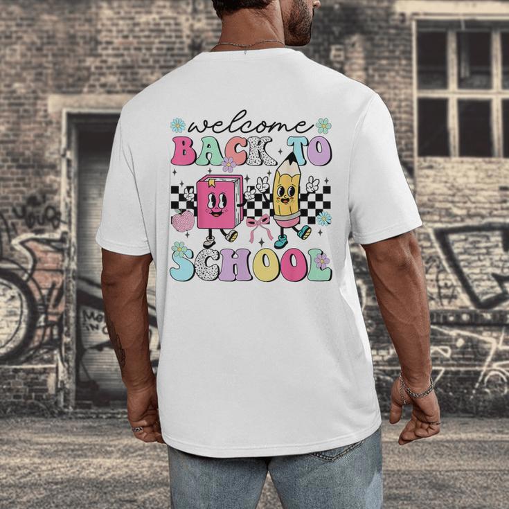Welcome Back To School 2024 Teachers Students First Day Men's Back Print T-Shirt, funny design