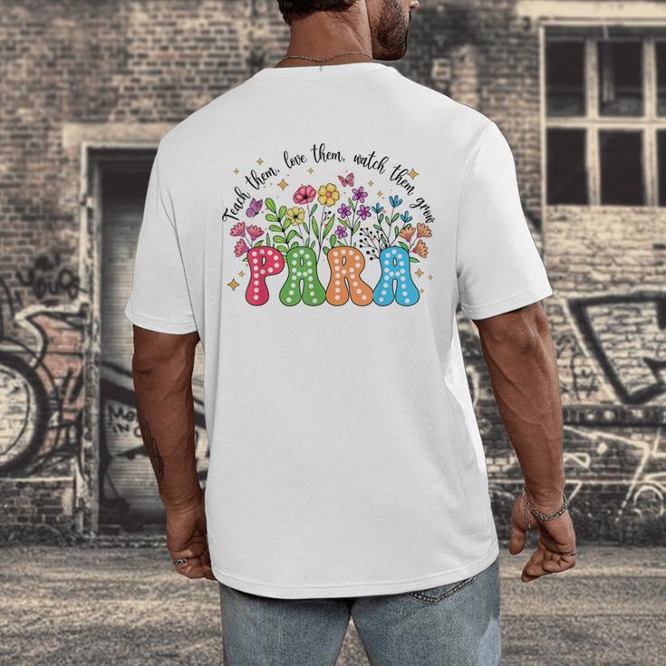 Wildflower Para Floral Paraprofessional Paraeducator Teacher Men's Back Print T-Shirt, funny design