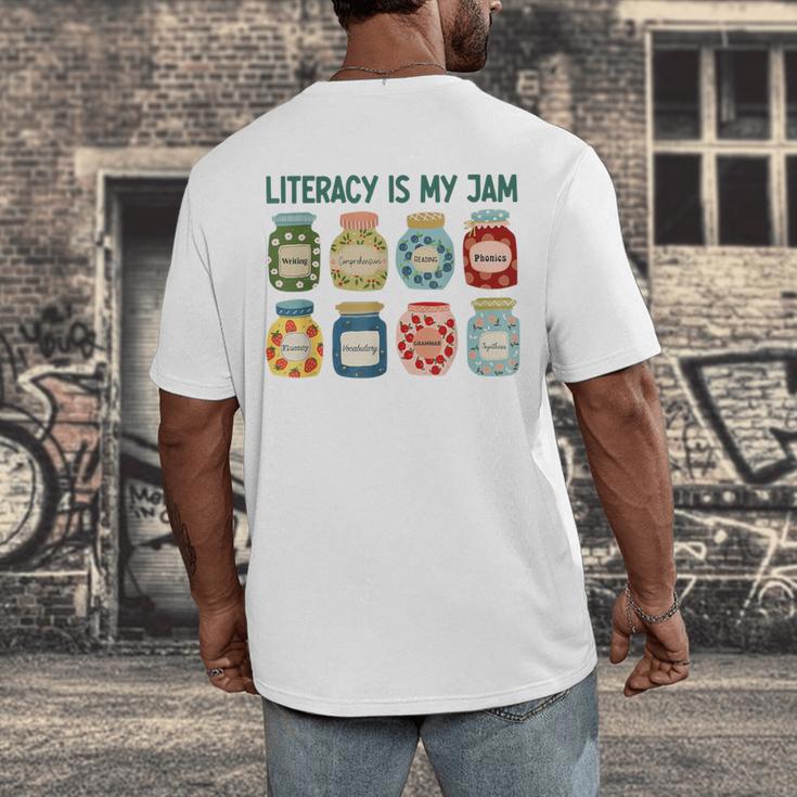 Women Literacy Is My Jam Literacy Teacher Reading Teacher Men's Back Print T-Shirt, funny design
