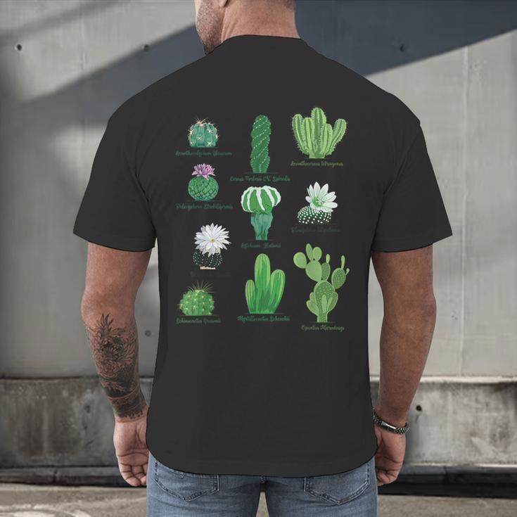 10 Types Of Cactus Succulent Teacher Chart Cactus Lover Tee Men's Back Print T-Shirt, gift for family, gift for coworker