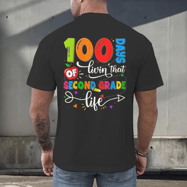 100 Days Of Living That 2nd Grade Life Boy Girl Teacher Men's Back Print T-Shirt, gift for family, gift for coworker 100 Days Of Living That 2nd Grade Life Boy Girl Teacher Men's Back Print T-Shirt, gift for family, gift for coworker