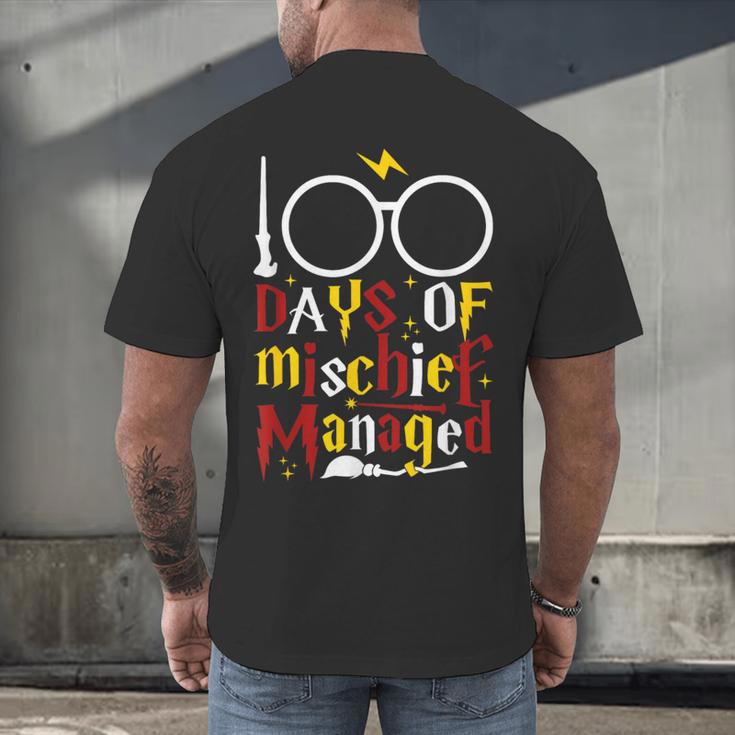 100 Days Of Mischief Managed Teacher Kid 100th Day Of School Men's Back Print T-Shirt, gift for family, gift for coworker 100 Days Of Mischief Managed Teacher Kid 100th Day Of School Men's Back Print T-Shirt, gift for family, gift for coworker