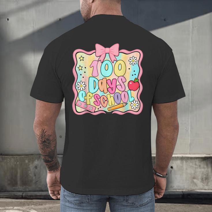 100 Days Of School Preppy 100th Day Of School Teacher Kids Men's Back Print T-Shirt, gift for family, gift for coworker