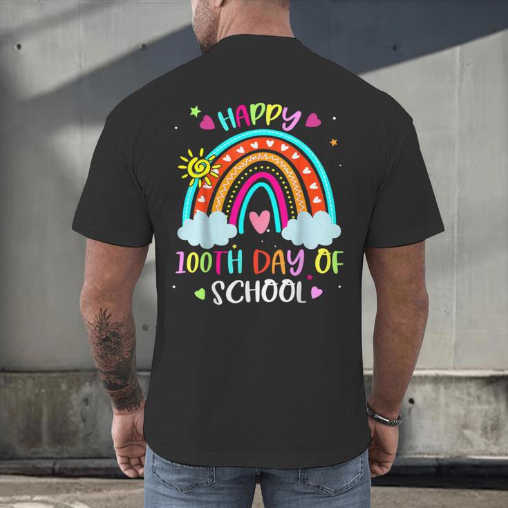 100th Day Of School Rainbow Happy 100 Days Smarter Teacher Men's Back Print T-Shirt, gift for family, gift for coworker