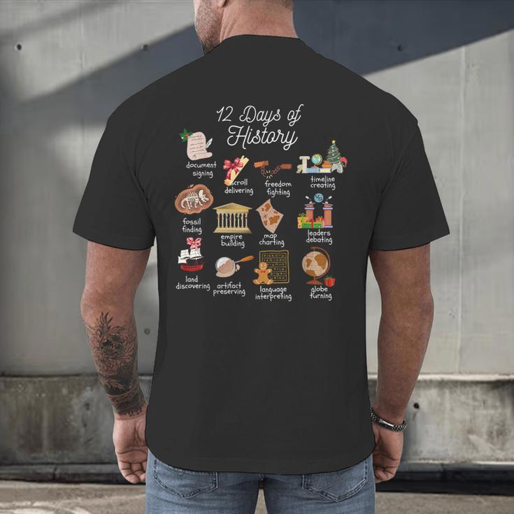 12 Day Of History Teacher Christmas Social Studies Student Men's Back Print T-Shirt, gift for family, gift for coworker 12 Day Of History Teacher Christmas Social Studies Student Men's Back Print T-Shirt, gift for family, gift for coworker