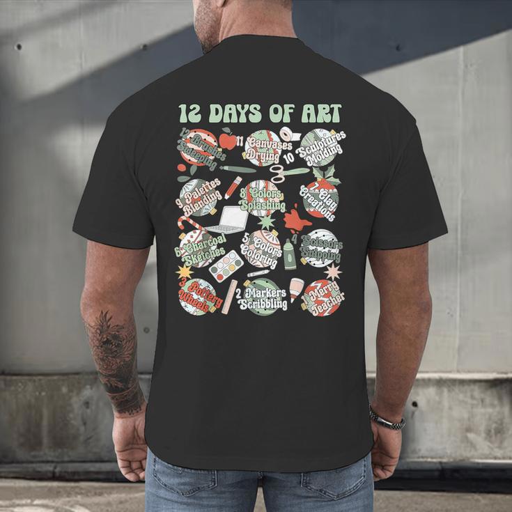 12 Days Of Art Teacher Christmas Artists Painter Educational Men's Back Print T-Shirt, gift for family, gift for coworker 12 Days Of Art Teacher Christmas Artists Painter Educational Men's Back Print T-Shirt, gift for family, gift for coworker