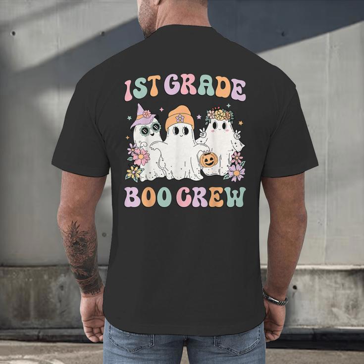 1st Grade Boo Crew Groovy Halloween Floral Ghost Kid Teacher Men's Back Print T-Shirt, gift for family, gift for coworker 1st Grade Boo Crew Groovy Halloween Floral Ghost Kid Teacher Men's Back Print T-Shirt, gift for family, gift for coworker