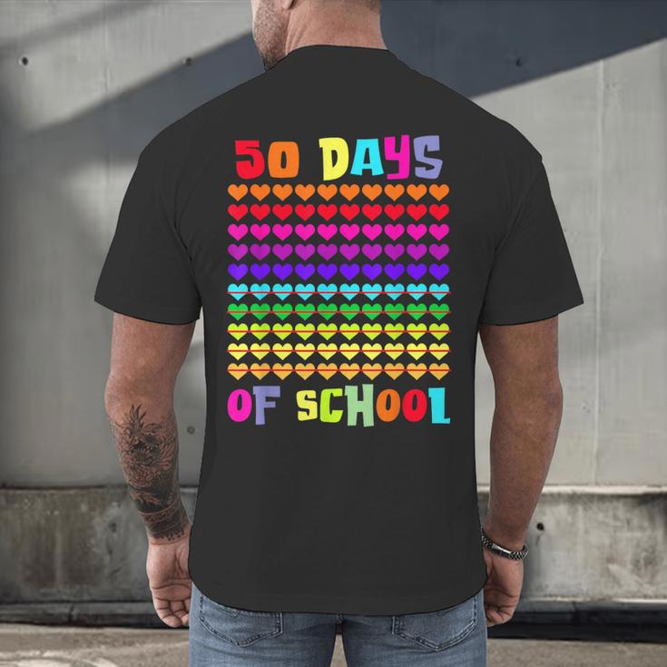 50 Days Of School Hearts Teacher Happy 50th Day Of School Men's Back Print T-Shirt, gift for family, gift for coworker 50 Days Of School Hearts Teacher Happy 50th Day Of School Men's Back Print T-Shirt, gift for family, gift for coworker