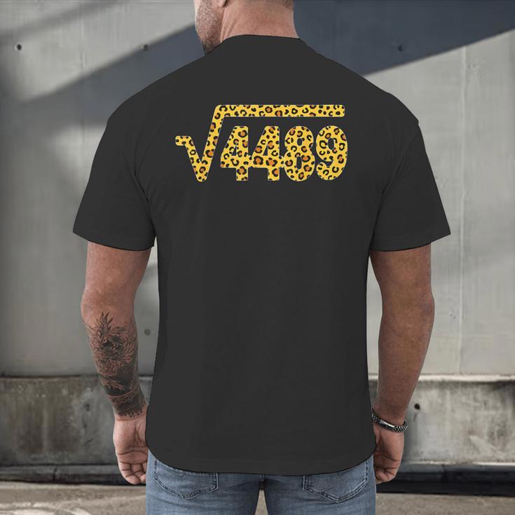 6 7 Leopard Pattern Meme Square Root 4489 Slang Math Teacher Men's Back Print T-Shirt, gift for family, gift for coworker