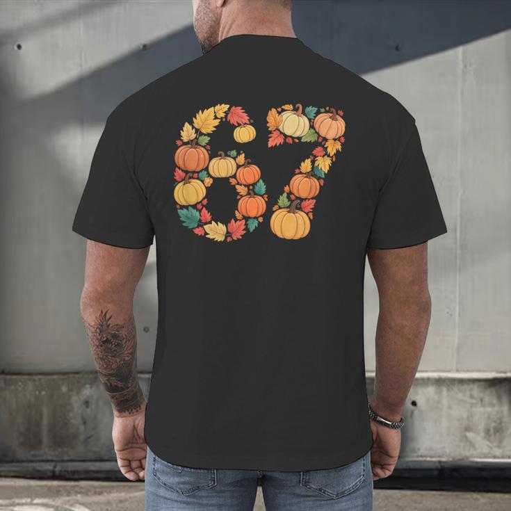 67 6 7 Fall Leaves For Teachers 67 Teacher Men's Back Print T-Shirt, gift for family, gift for coworker