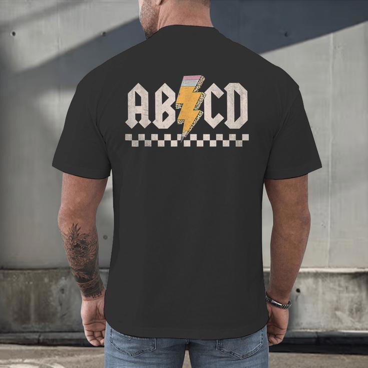 ABCD Back In Class First Day Back To School Teacher Student Men's Back Print T-Shirt, gift for family, gift for coworker ABCD Back In Class First Day Back To School Teacher Student Men's Back Print T-Shirt, gift for family, gift for coworker