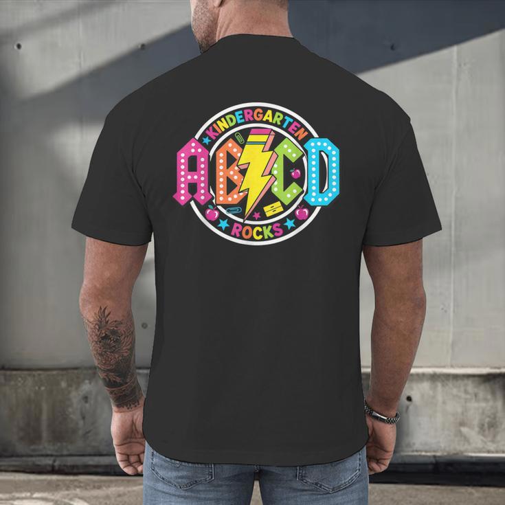 ABCD Kindergarten Rocks Back To School Teachers Students Men's Back Print T-Shirt, gift for family, gift for coworker ABCD Kindergarten Rocks Back To School Teachers Students Men's Back Print T-Shirt, gift for family, gift for coworker