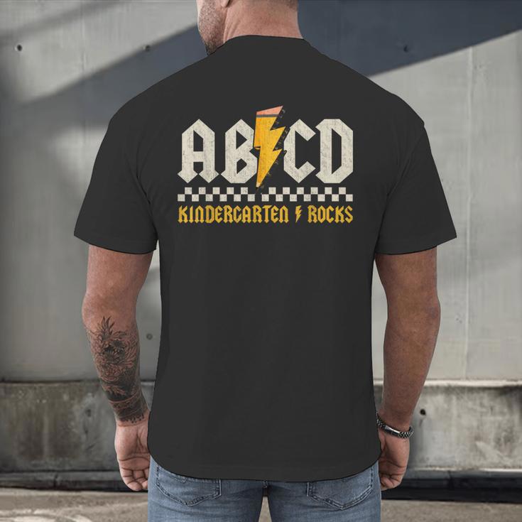 ABCD Kindergarten Rocks Pencil Lightning Students Teachers Men's Back Print T-Shirt, gift for family, gift for coworker