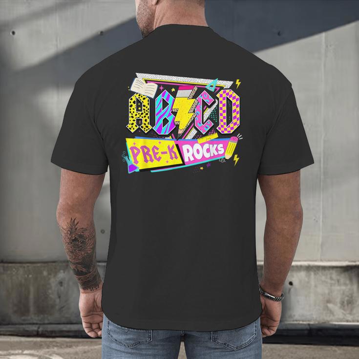ABCD Pre-K Rocks Back To School PreK Kindergarten Teacher Men's Back Print T-Shirt, gift for family, gift for coworker