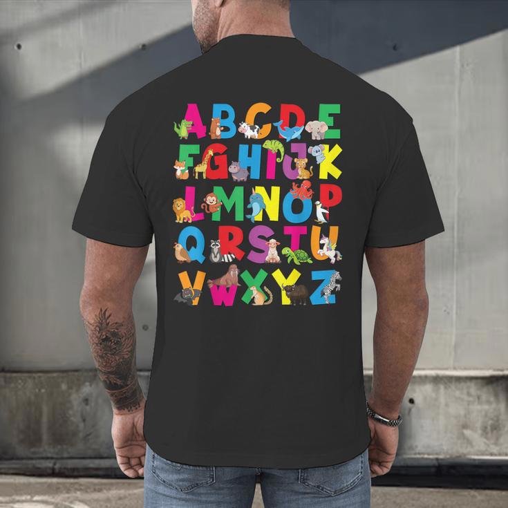 Alphabet Animals ABCs Zoo Kids Boys Girls Teacher Men's Back Print T-Shirt, gift for family, gift for coworker Alphabet Animals ABCs Zoo Kids Boys Girls Teacher Men's Back Print T-Shirt, gift for family, gift for coworker