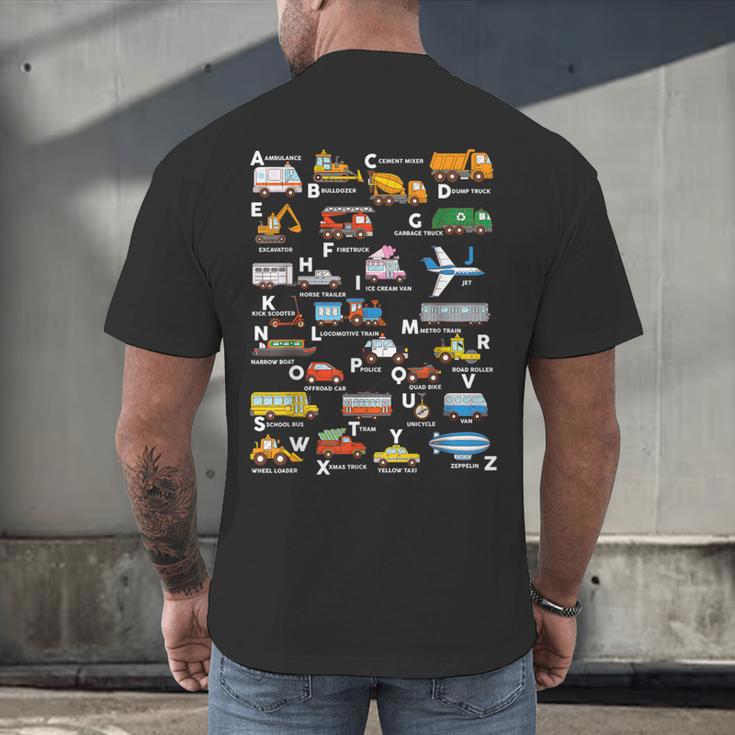 Alphabet Vehicles ABCs Learning Teachers Kids Boys Girls Men's Back Print T-Shirt, gift for family, gift for coworker