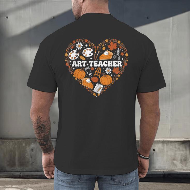 Art Teacher Heart Autumn Thanksgiving Kids Men's Back Print T-Shirt, gift for family, gift for coworker Art Teacher Heart Autumn Thanksgiving Kids Men's Back Print T-Shirt, gift for family, gift for coworker
