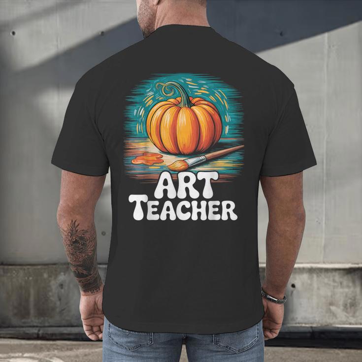 Art Teacher Pumpkin Painting Halloween Costume Men's Back Print T-Shirt, gift for family, gift for coworker