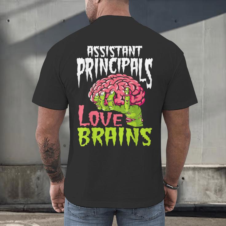 Assistant Principals Love Brains Zombie Teacher Halloween Men's Back Print T-Shirt, gift for family, gift for coworker