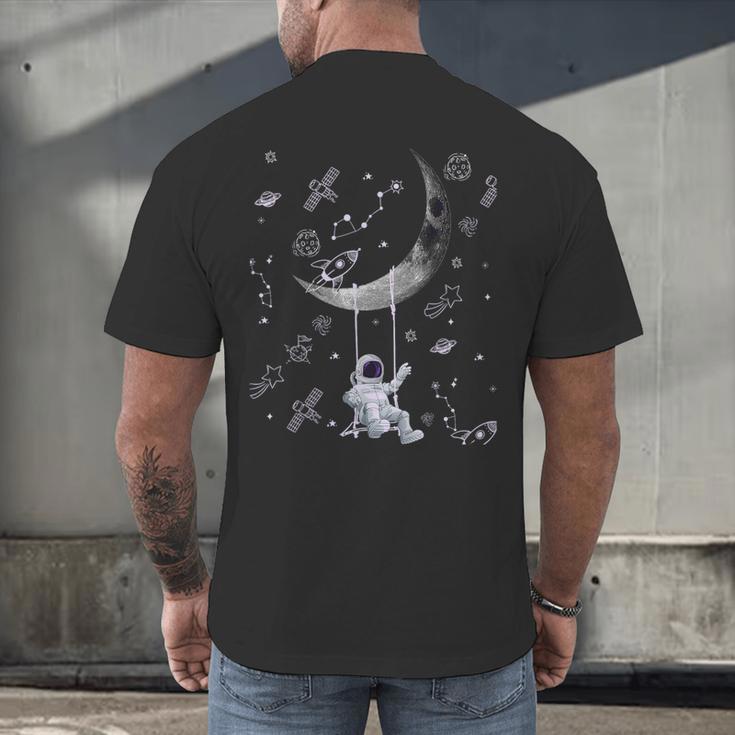 Astronaut Purple Moon Swing NASA Space Science Teacher Men's Back Print T-Shirt, gift for family, gift for coworker