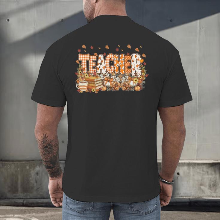 Autumn Pumpkin Thanksgiving Coffee Floral Teacher Fall Men's Back Print T-Shirt, gift for family, gift for coworker Autumn Pumpkin Thanksgiving Coffee Floral Teacher Fall Men's Back Print T-Shirt, gift for family, gift for coworker
