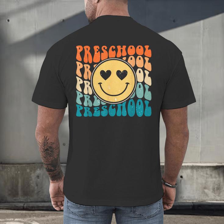 Back To School Groovy Smile Preschool Teachers Students Kids Men's Back Print T-Shirt, gift for family, gift for coworker
