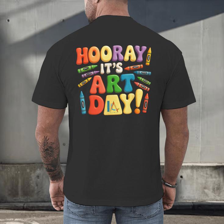 Back To School Hooray It's Art Day Art Teacher Artist Men's Back Print T-Shirt, gift for family, gift for coworker Back To School Hooray It's Art Day Art Teacher Artist Men's Back Print T-Shirt, gift for family, gift for coworker