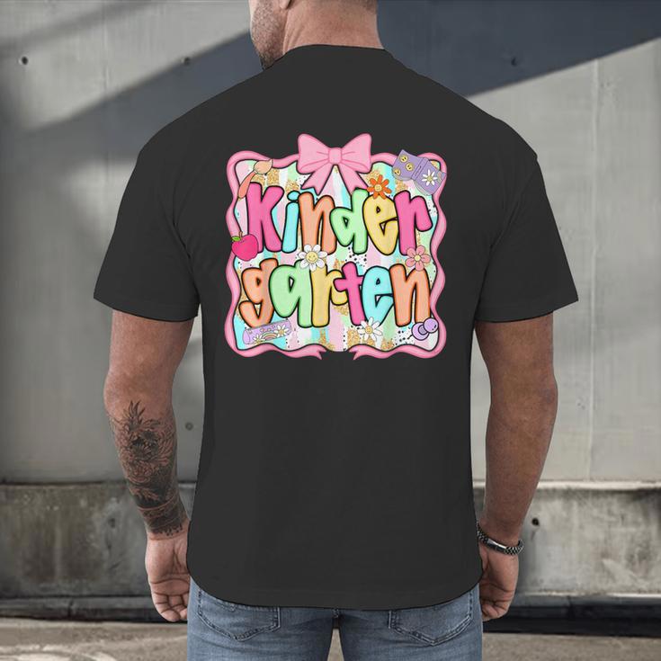 Back To School Kindergarten Preppy Teacher Girl Men's Back Print T-Shirt, gift for family, gift for coworker Back To School Kindergarten Preppy Teacher Girl Men's Back Print T-Shirt, gift for family, gift for coworker