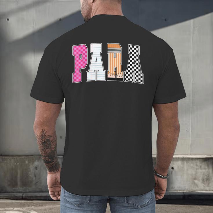 Back To School Teacher Para Preppy Checkered Para Life Men's Back Print T-Shirt, gift for family, gift for coworker Back To School Teacher Para Preppy Checkered Para Life Men's Back Print T-Shirt, gift for family, gift for coworker