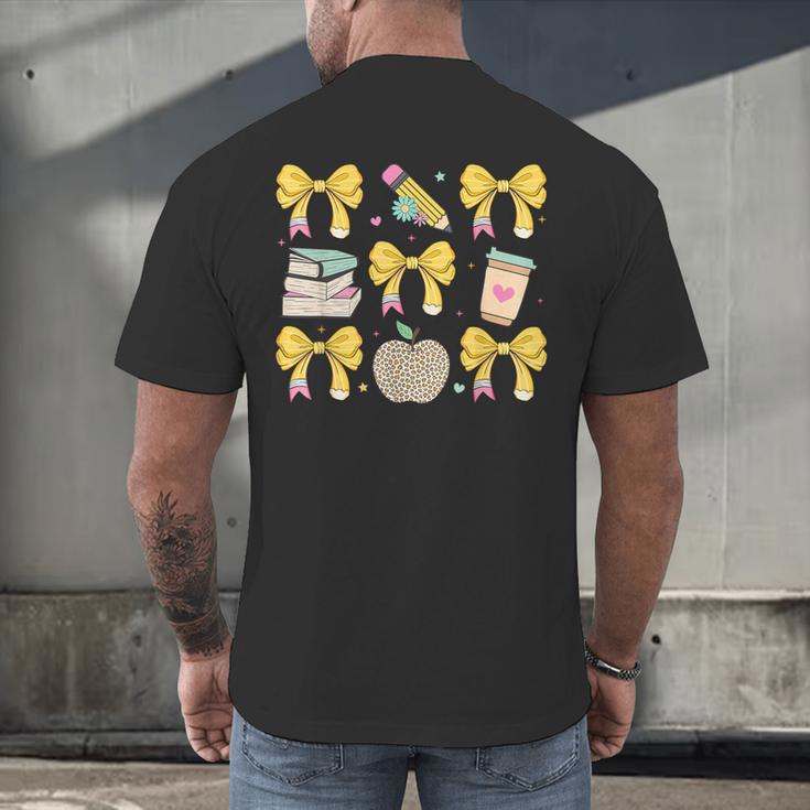 Back To School Yellow Bows Book Coffee Leopard Apple Teacher Men's Back Print T-Shirt, gift for family, gift for coworker Back To School Yellow Bows Book Coffee Leopard Apple Teacher Men's Back Print T-Shirt, gift for family, gift for coworker