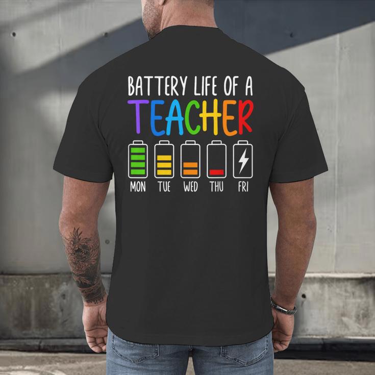 Battery Life Of A Teacher School Teacher Appreciation Men's Back Print T-Shirt, gift for family, gift for coworker Battery Life Of A Teacher School Teacher Appreciation Men's Back Print T-Shirt, gift for family, gift for coworker
