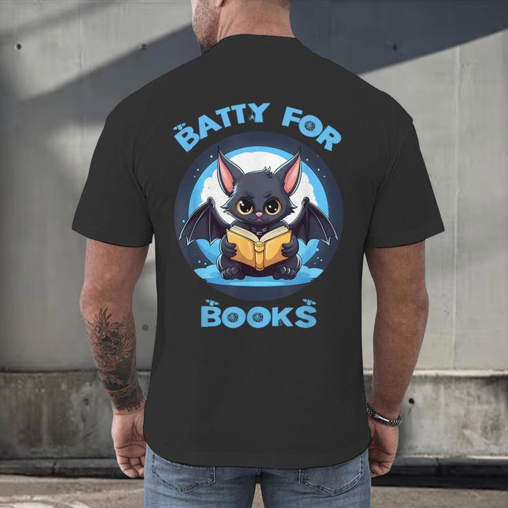 Batty About Books Lover Teacher Librarian Bookish Halloween For Men Women Kids Men's Back Print T-Shirt, gift for family, gift for coworker Batty About Books Lover Teacher Librarian Bookish Halloween For Men Women Kids Men's Back Print T-Shirt, gift for family, gift for coworker