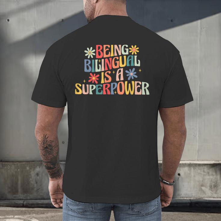 Being Bilingual Is A Superpower Back To School ESL Teacher Men's Back Print T-Shirt, gift for family, gift for coworker Being Bilingual Is A Superpower Back To School ESL Teacher Men's Back Print T-Shirt, gift for family, gift for coworker