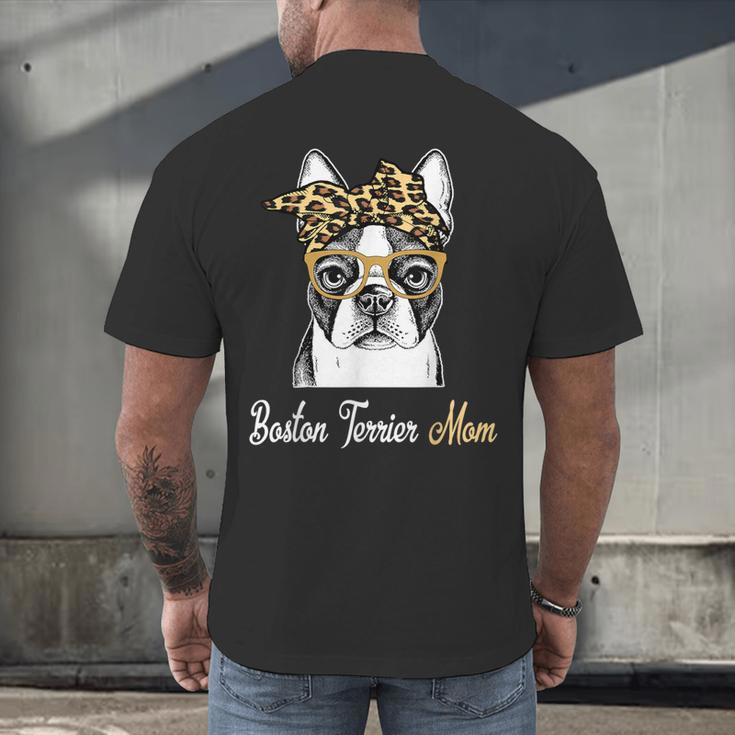 Birthday And Mother's Day -Boston Terrier Mom Men's Back Print T-Shirt, gift for family, gift for coworker
