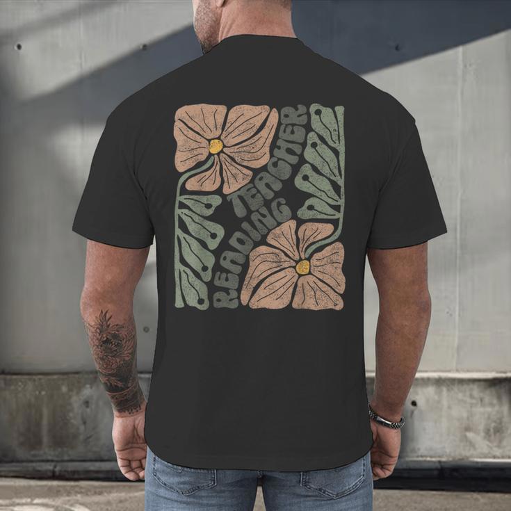 Boho Floral Reading Teacher Retro Reading Specialist Wildfl Men's Back Print T-Shirt, gift for family, gift for coworker Boho Floral Reading Teacher Retro Reading Specialist Wildfl Men's Back Print T-Shirt, gift for family, gift for coworker