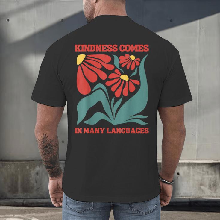 Boho Flower ESL Teacher Kindness Comes In Many Languages Men's Back Print T-Shirt, gift for family, gift for coworker