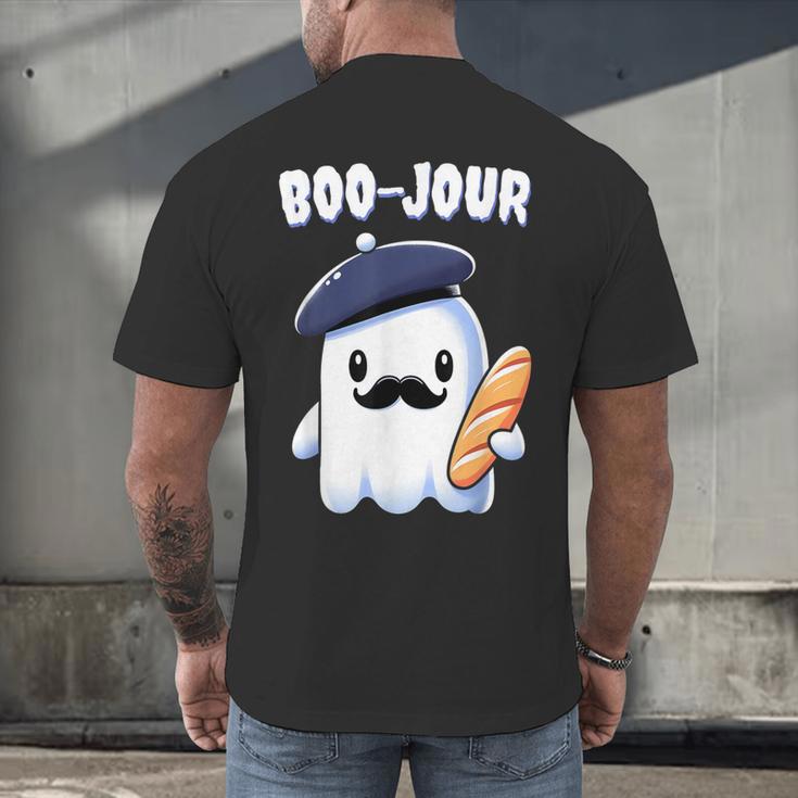 Boo Jour Ghost French Teacher Vintage Teacherlife Groovy Men's Back Print T-Shirt, gift for family, gift for coworker