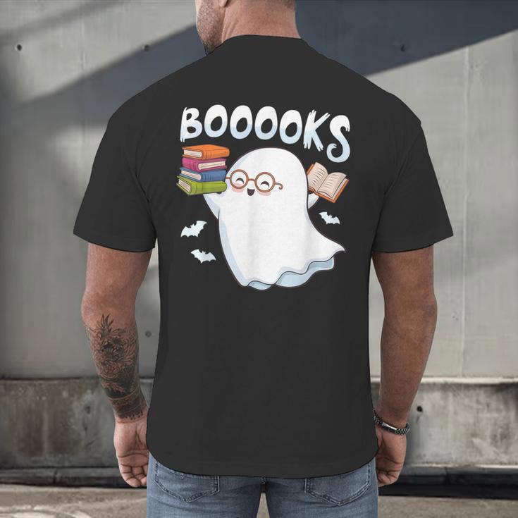Books Halloween Librarian Teacher Reader Reading Book Lover Men's Back Print T-Shirt, gift for family, gift for coworker