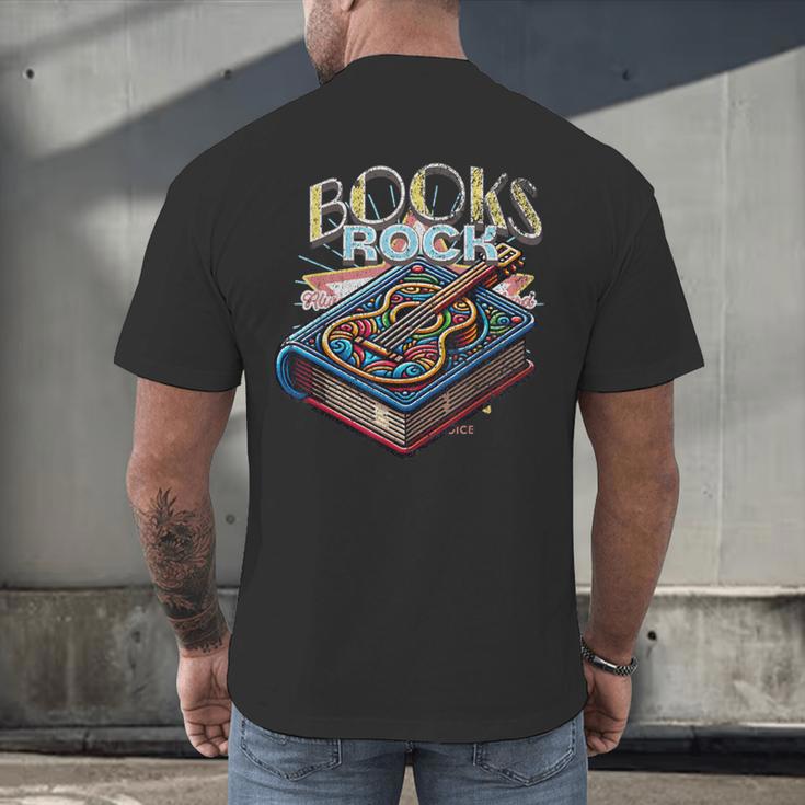 Books Rock Rock'n Roll Science Of Reading Teachers Guitar Men's Back Print T-Shirt, gift for family, gift for coworker Books Rock Rock'n Roll Science Of Reading Teachers Guitar Men's Back Print T-Shirt, gift for family, gift for coworker