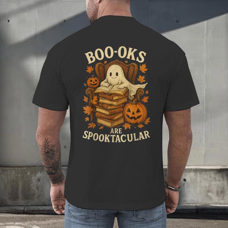 Books Are Spooktacular Ghost Book Reading Halloween Teachers Men's Back Print T-Shirt, gift for family, gift for coworker Books Are Spooktacular Ghost Book Reading Halloween Teachers Men's Back Print T-Shirt, gift for family, gift for coworker